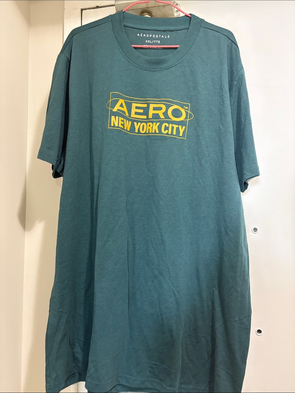 Aeropostale Teal Short Sleeve Tee with Yellow 'Aero New York City' Graphic